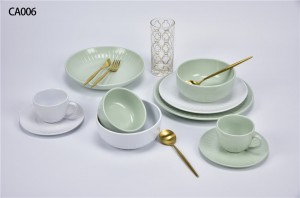 Emboss color glaze dinner set-Coupe shape