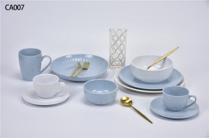 Emboss color glaze dinner set-Coupe shape