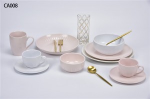 Emboss color glaze dinner set-Coupe shape