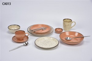 speckle color glaze + hand paint dinner set-coupe shape