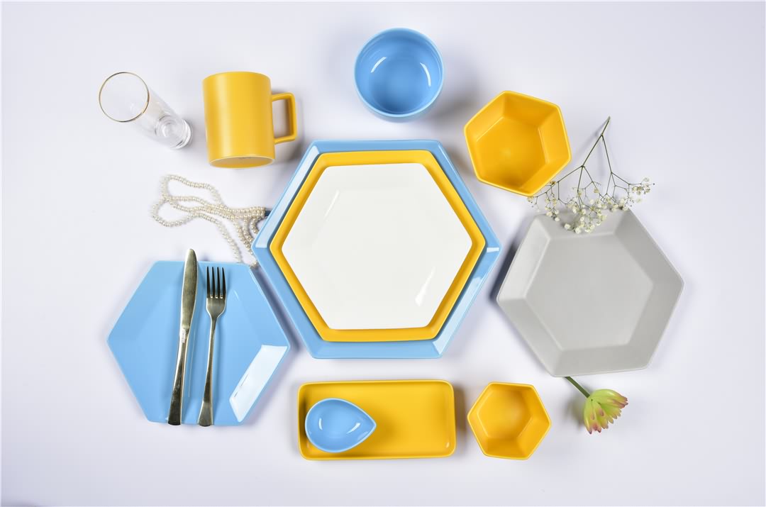 color glaze dinner set-Hexagon shape Featured Image