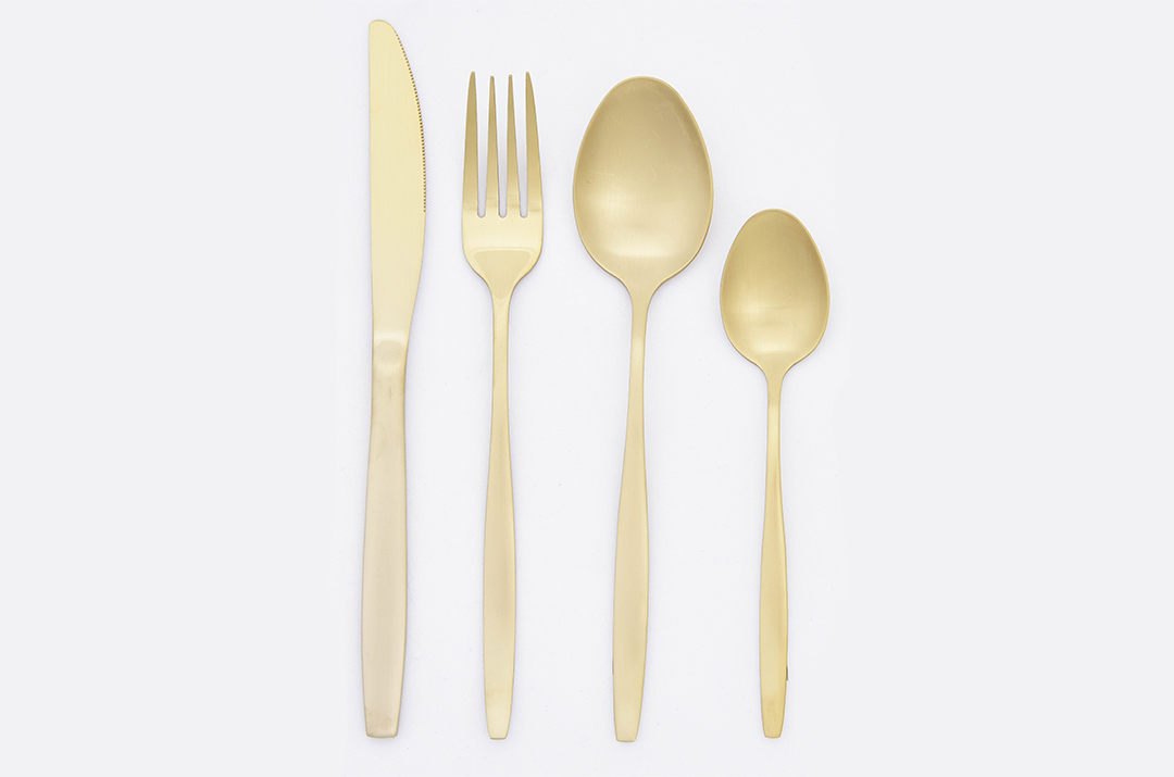 Wholesale Price China Gold Cutlery Set Wedding -
 Matt Vintage Pvd Light Gold Full Stainless Steel Cutlery Set  – FUXINGYE