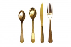 Pvd Gold Color With Laser Designs Full Stainless Steel Cultery Set